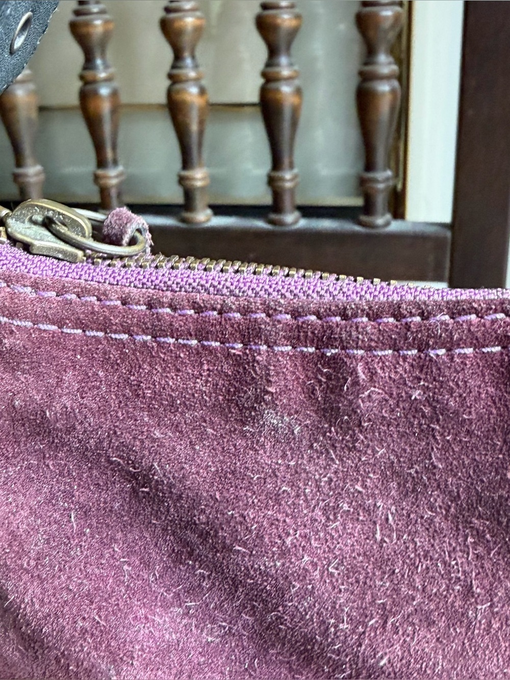 COACH Hamptons Suede Soft Demi #7470 Aubergine Vintage Y2K Baguette Shoulder Bag - Picture 13 of 16